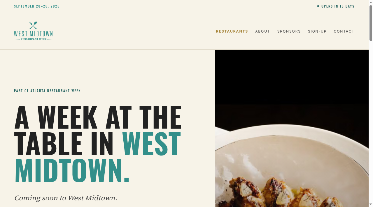 Homepage of westmidtownrestaurantweek.com
