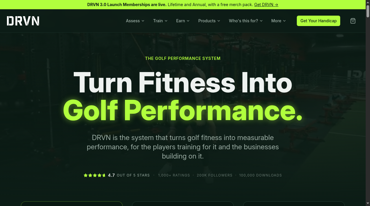 Homepage of drvngolf.com